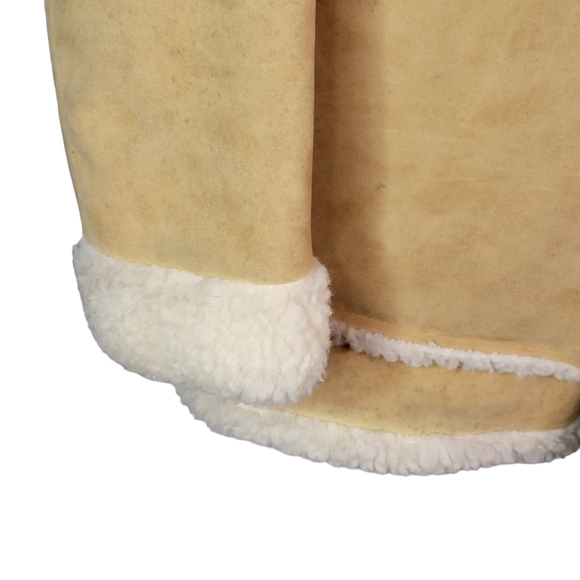 Suede Sherpa Lined Vintage 70's Heavy Winter Cold Weather Button Down Coat 40 - Picture 13 of 16